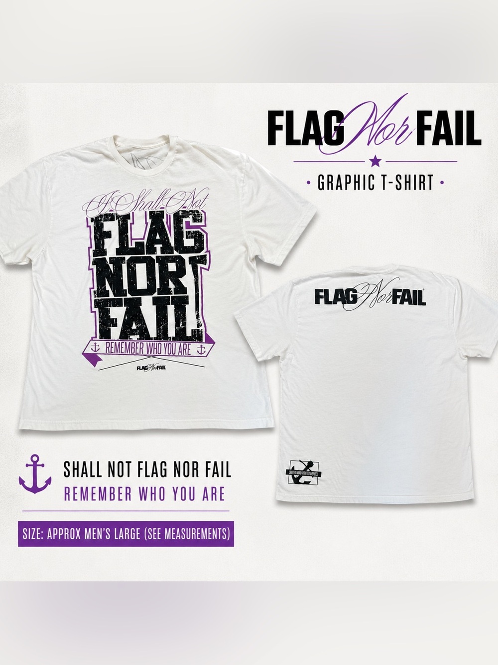 Flag Nor Fail Shall Not Flag Nor Fail Graphic T-Shirt White Purple Unisex